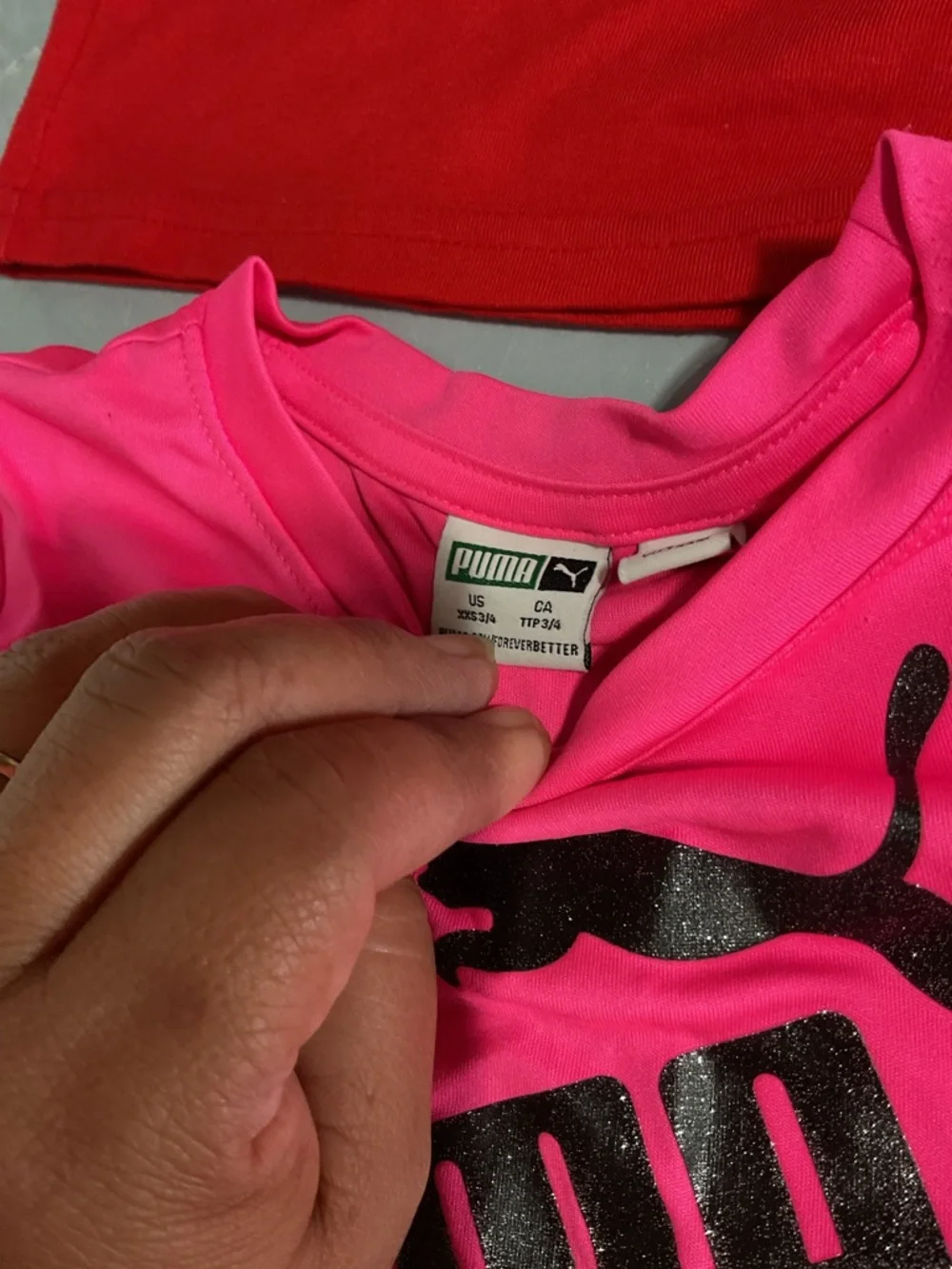 Puma Girls Pink & Red Tee and Shorts Mix 10173 - Picture 5 of 10